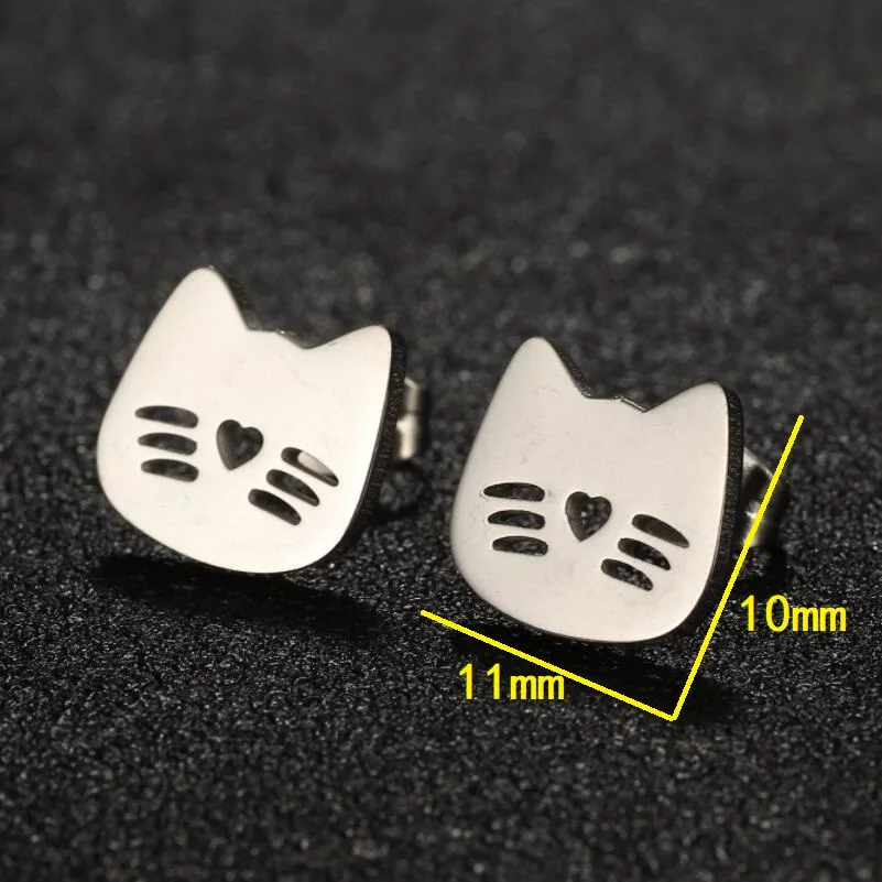 Cute Animal Cat Stud Earrings for Women