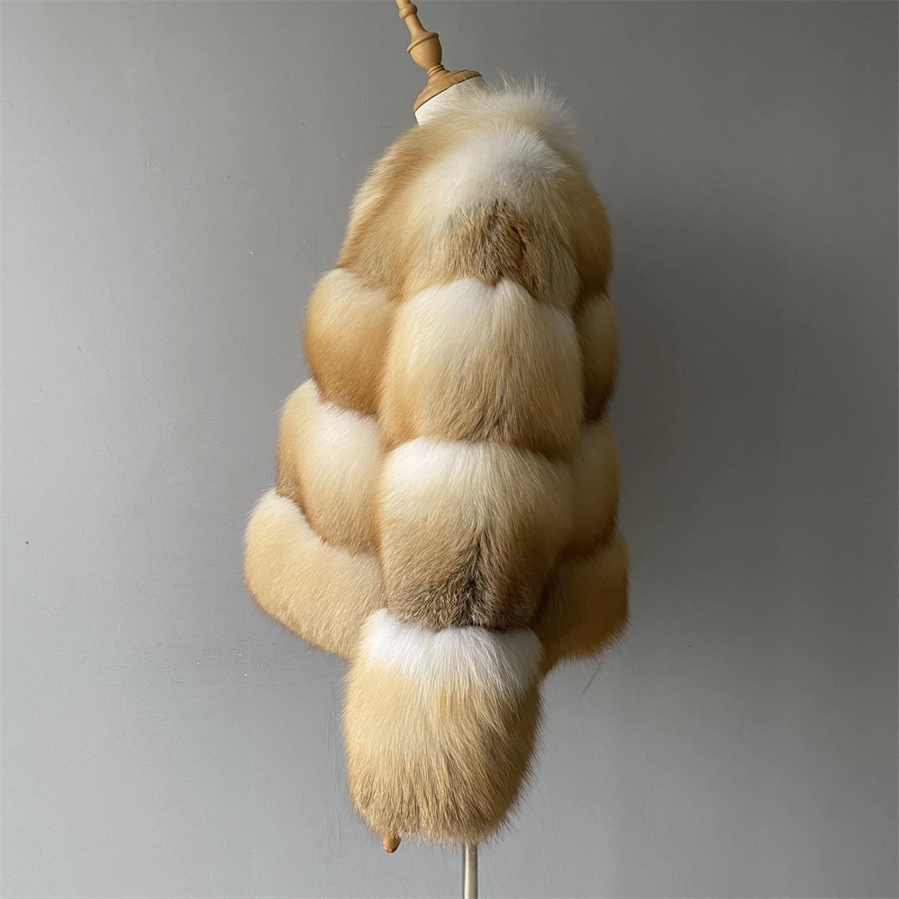 Custom Winter Real Fox Fur Jacket Overcoat Luxury Thick Warm Fluffy Genuine Fox Fur Coat Women
