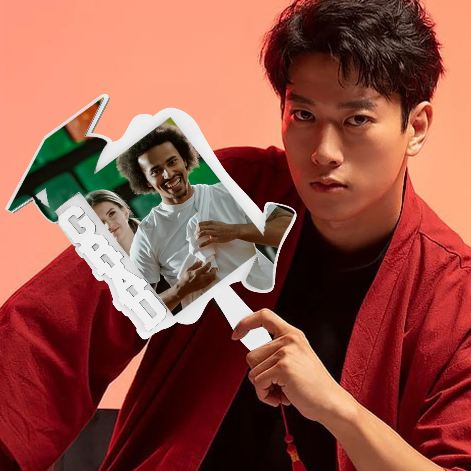 

Graduation Fan Sublimation Blank Picture Frame DIY Heat Transfer Handheld Fan DIY Graduation Photo Frame Craft