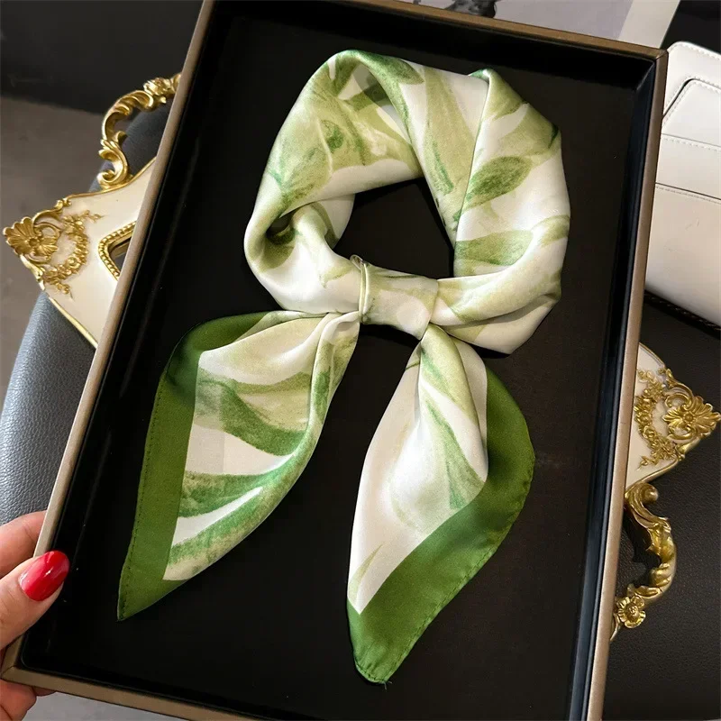Floral Imitation Scarf for Lady Neckerchief Bandanas Foulard Shawls Wraps Female Hairbands Fashion Floral Scarves