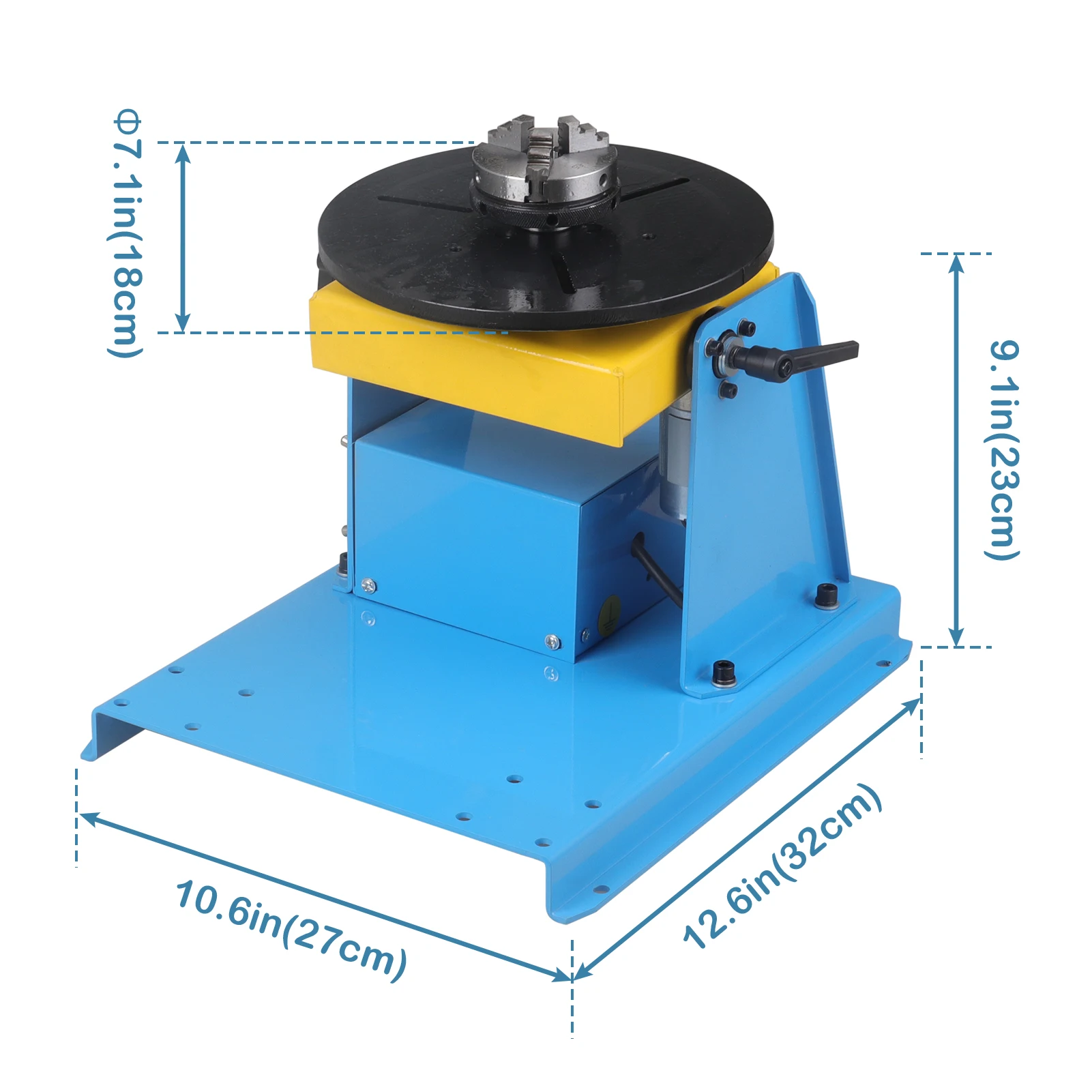 10KG Rotary Welding Positioner Turntable with 65mm Chuck High Positioning Accuracy for Welding Cutting Grinding Assembly Work