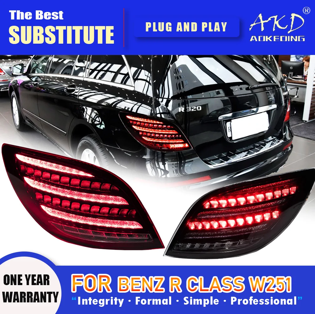 AKD Tail Lamp for W251 R Class LED Tail Light 2010-2017 R300 R350 R400 R500 Rear Fog Brake Turn Signal Automotive Accessories