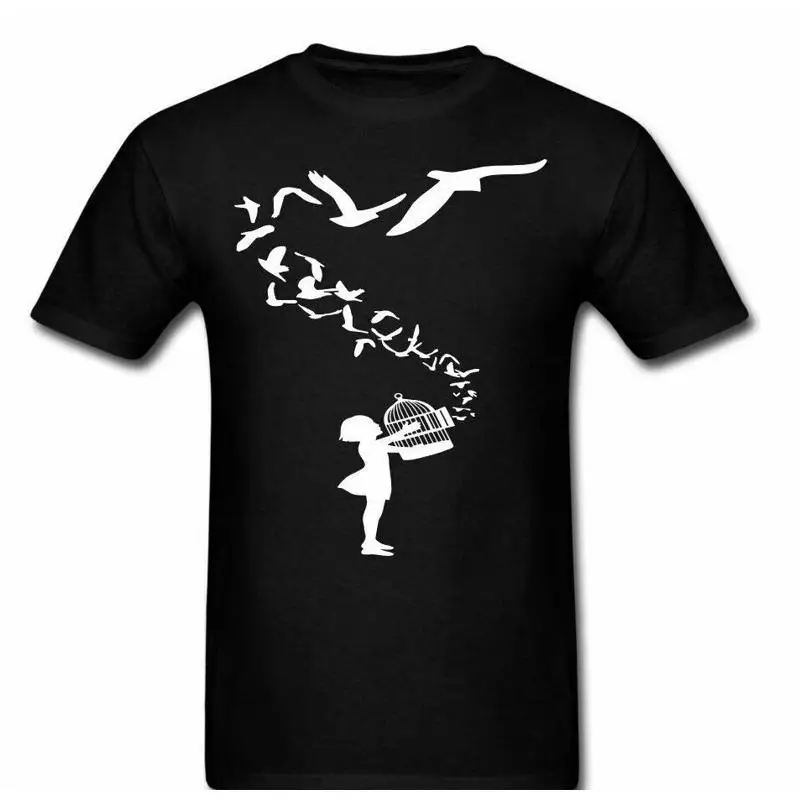 

Banksy Bird cage T shirt freebirds Girl