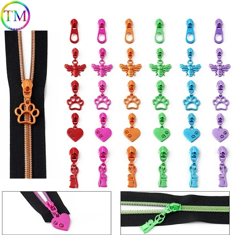 

5-30PCS 5# Nylon Zippers Pullers Sliders For Bag Zipper Slider Pulls LuggageClosure Zips Repair Kit DIY Sewing Accessory