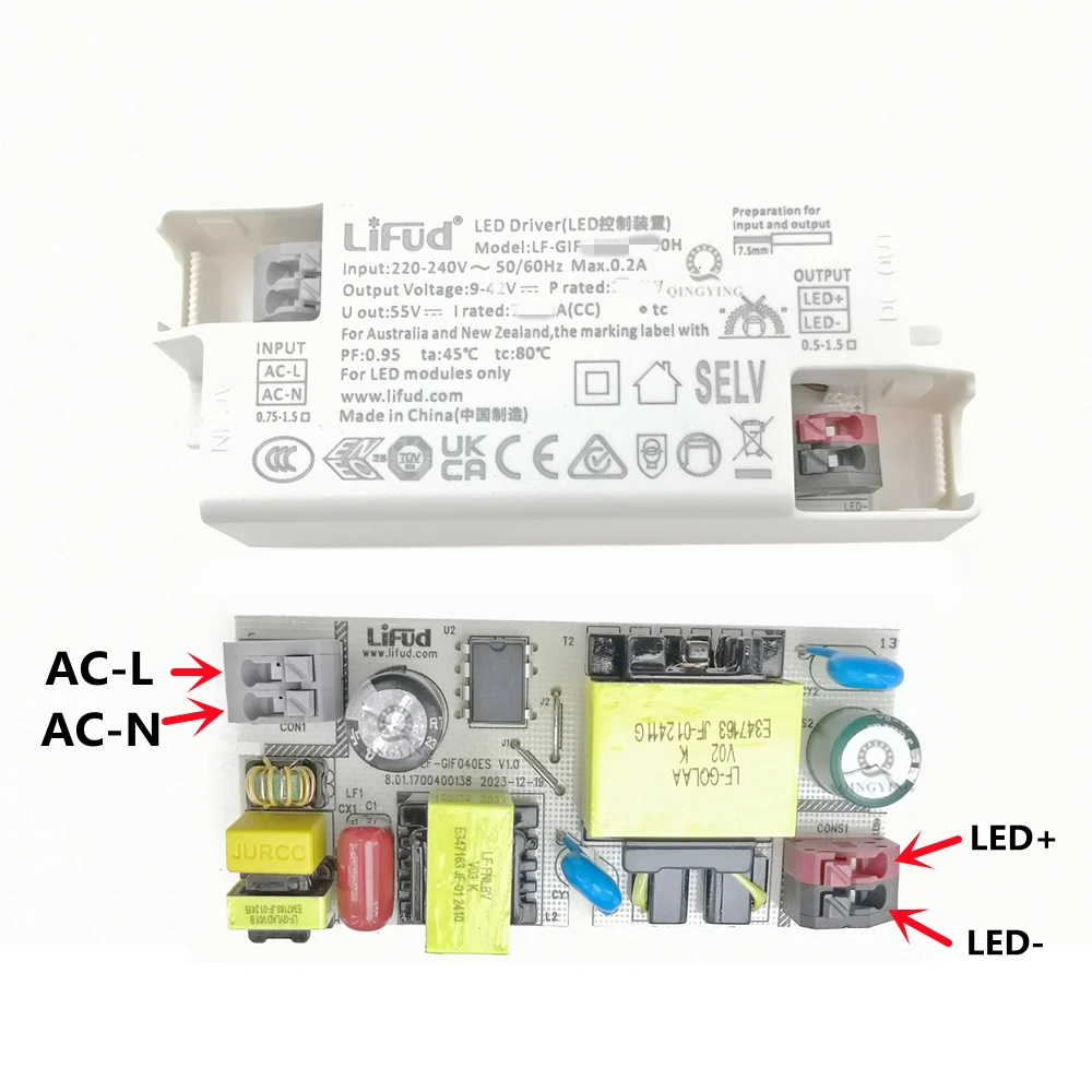 Imagem -03 - Transformador de Iluminação Lifud Driver de Led 220v Dc942v 25w-40w Lf-mercadoria 600ma 700ma 750ma 800ma 850ma 900ma 900ma 1000ma 1050ma