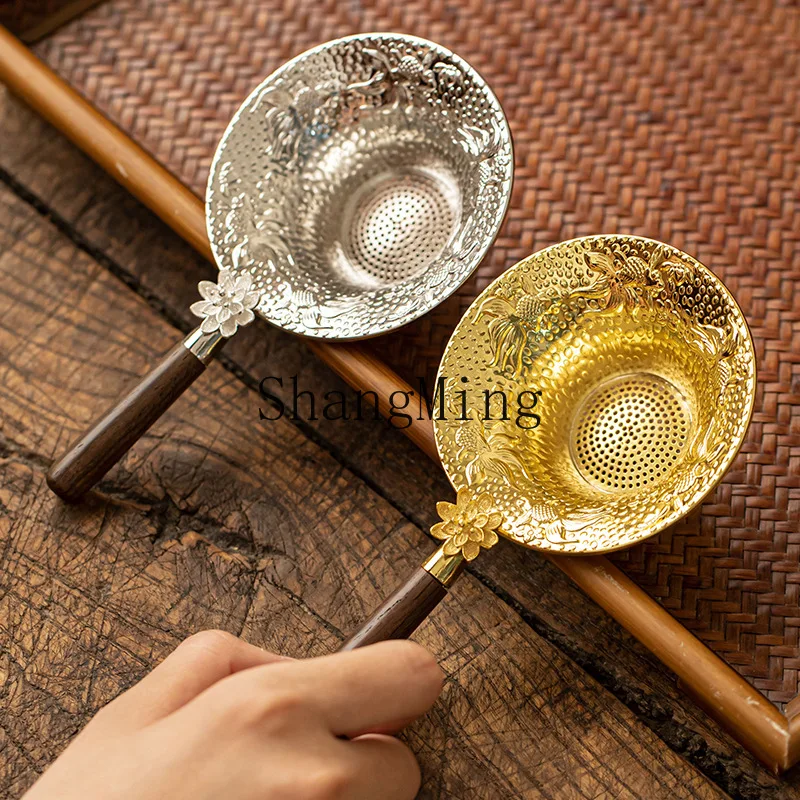 

PYH rosewood koi alloy tea leak three-dimensional lotus ebony filter tea filter kung fu tea ceremony accessories