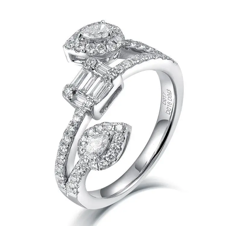 

Tailor Made Diamond Ring Pear Shape Design Solid 18k Gold Jewelry Ring for Lady