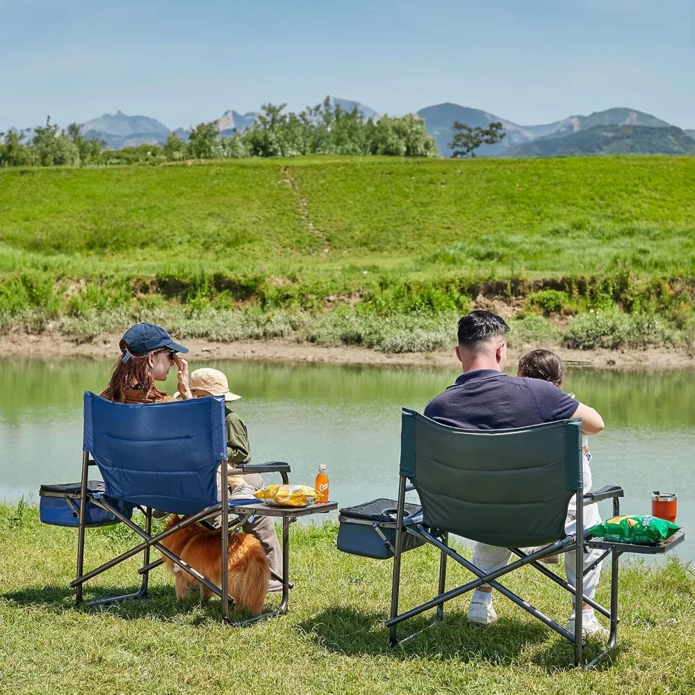 Cadeira de diretores extra grande Timber Ridge XXL - Cadeira de acampamento resistente com capacidade de 600 libras com refrigerador e mesa, dobrável portátil