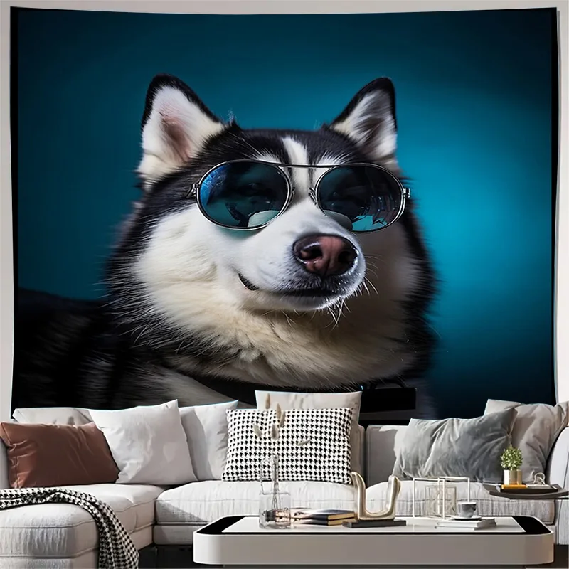 Dog Tapestry Wall Hanging Cool Husky Decor Room Aesthetic Home Decor Anime Tapestry Bedroom Decor Japanese Tapestry Living Room