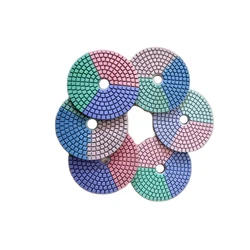 7Pcs/Set 3-Color 4 Inch 100mm Wet Polishing Pads For Stone Marble Granite Quartz Grinding Diamond Tool