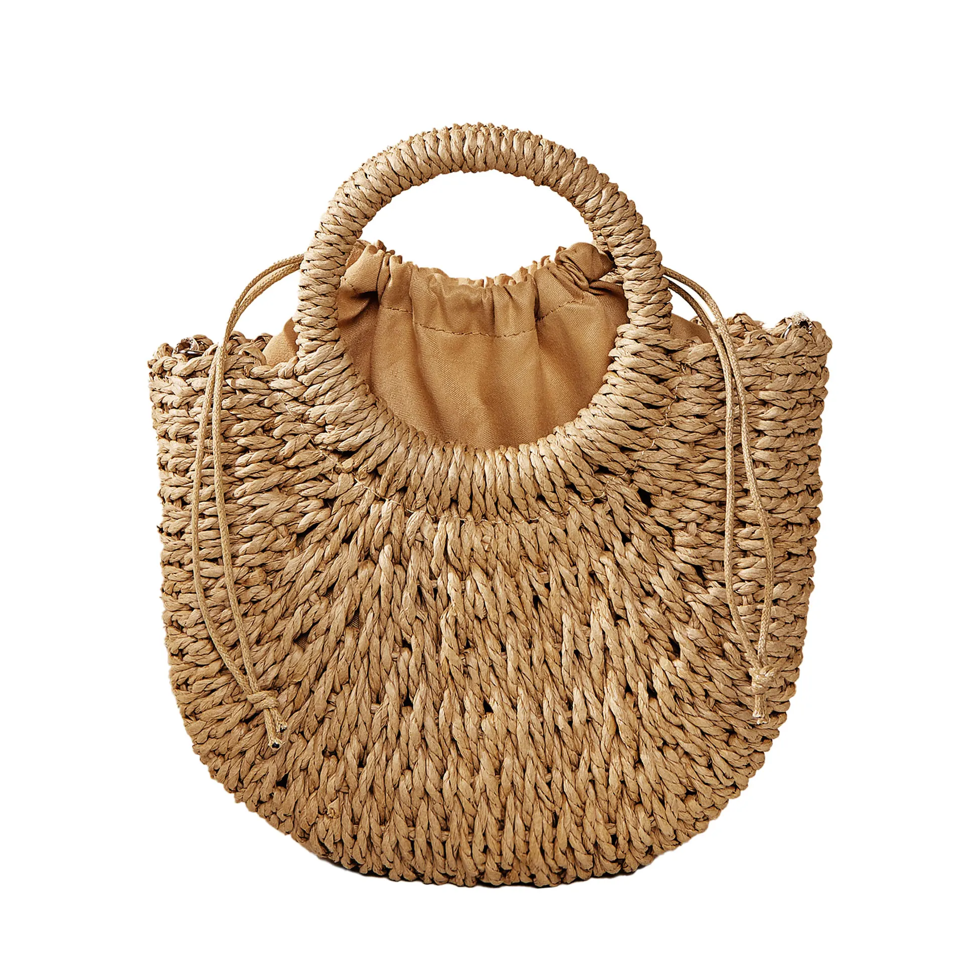 Nuove borse da spiaggia estive per donna borsa in Rattan di paglia intrecciata a mano borse Casual a tinta unita a mezza luna borse a tracolla a