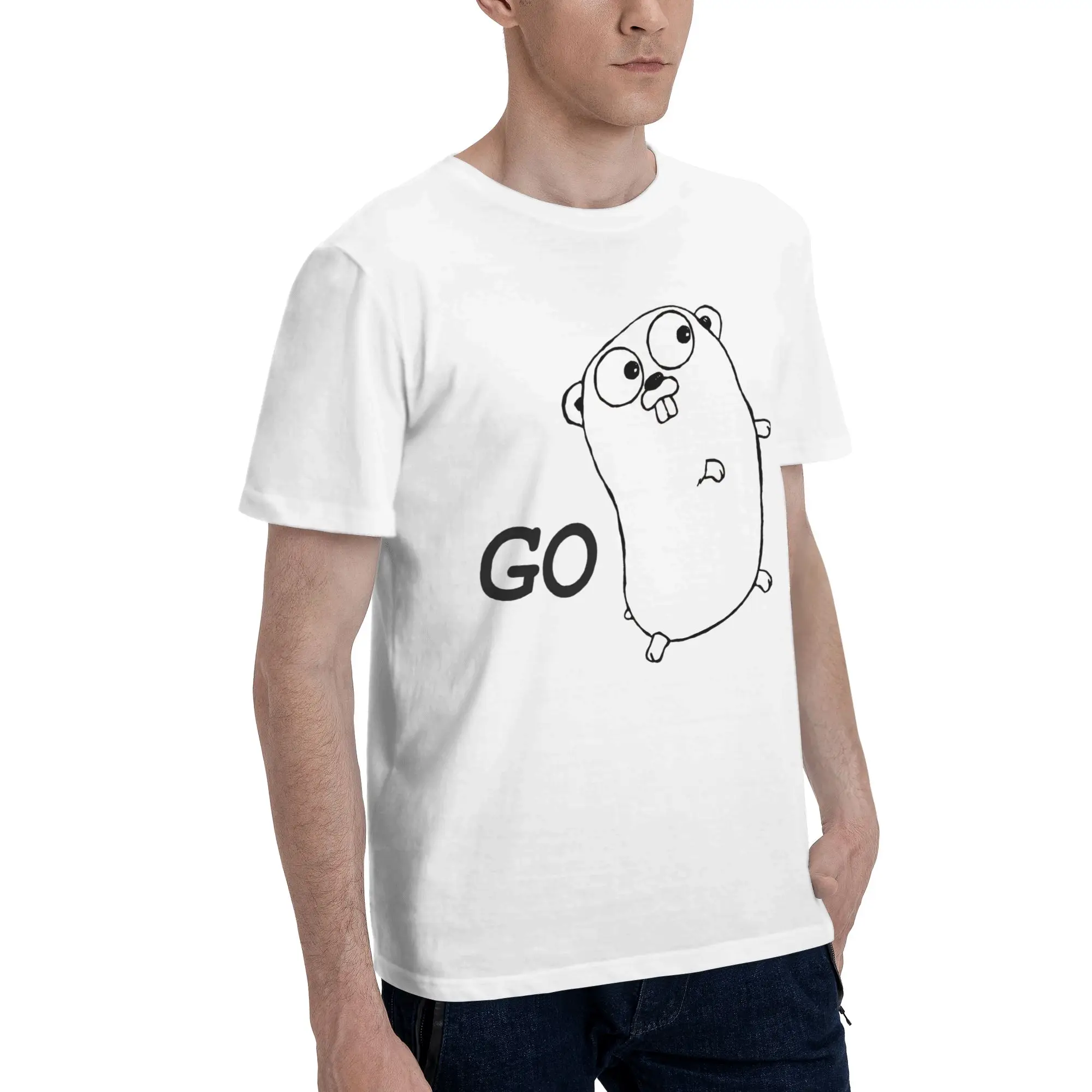 Go GoLang Gopher Language Running  Tee Shirt for Men Women Fashion T Shirts  100% Cotton Clothing