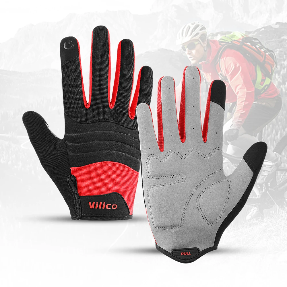 Vilico Outdoor Mountaineering Hiking and Cycling Gloves for Men and Women With Thickened Shock Absorbers Breathable and Non Slip