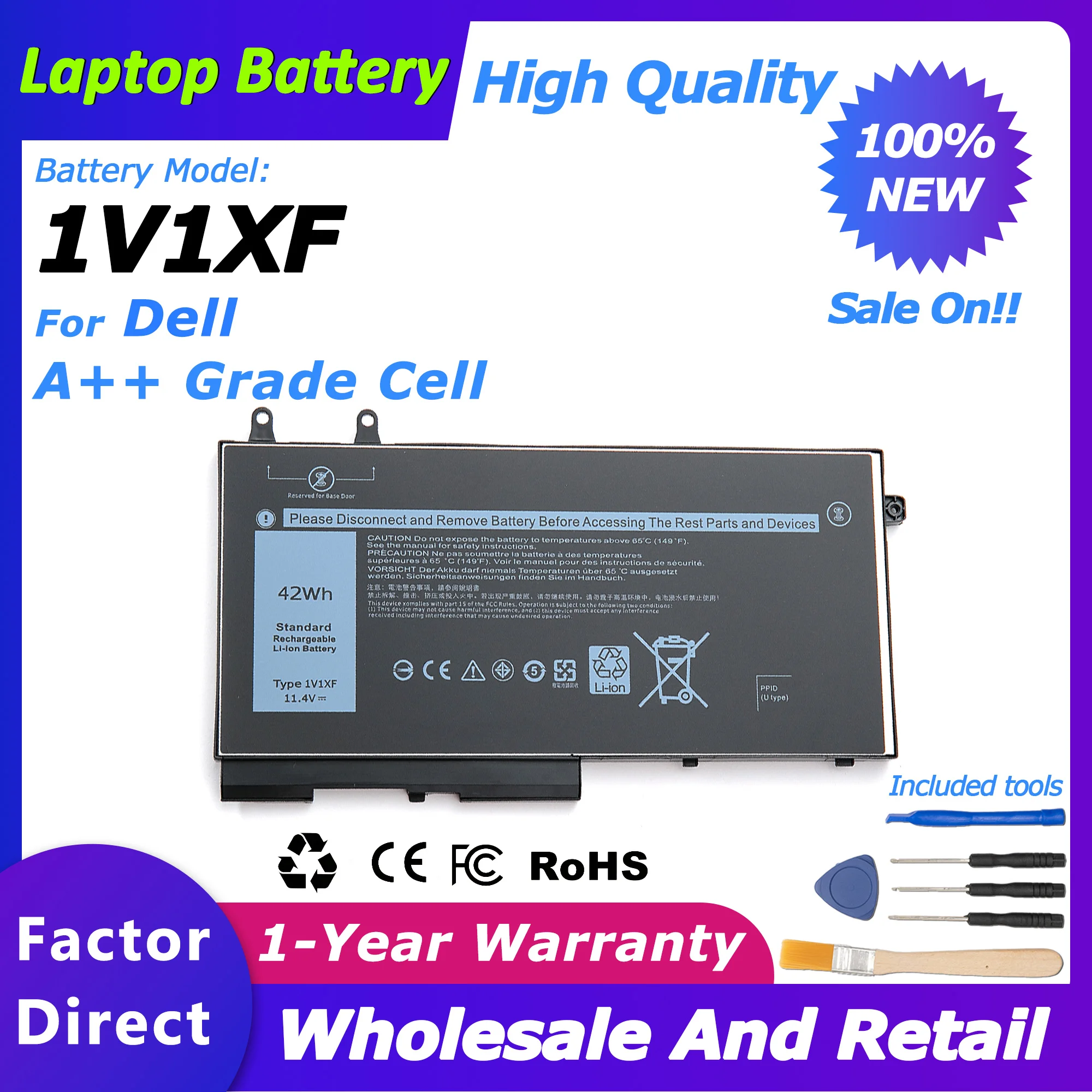 

1V1XF JGTM Laptop Battery Compatible for Dell Latitude 5400/5410/5500/5510 Precision 3540/3550/XV8CJ/R8D7N battery 3650MAH/42WH