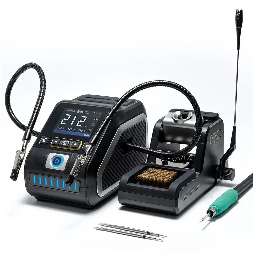 Precision Digital Soldering Station with Temperature Value & Curve Modes 360° Adjustable Helping Hands Kit