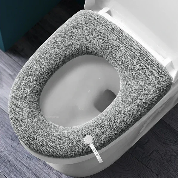 Winter Warm Toilet Seat Cover Closestool Mat Washable O-shape Pad Bathroom Accessories Knitting Pure Color Soft Bidet Cover