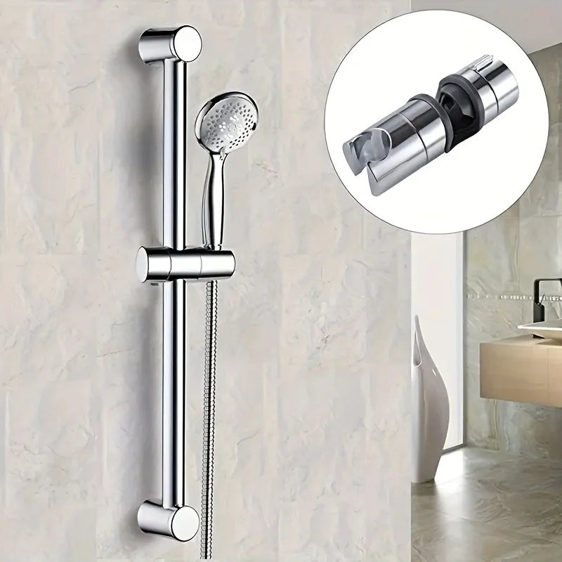 1Pc Insert Type Shower Head Sliding Bracket, Non-drilling Stainless Steel Lifting Holder, Adjustable Detachable Fix Mount