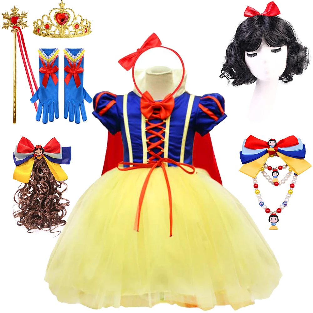 

Halloween Child Snow White Cosplay Costume Christmas Festive Evening Party Baby Girl Princess Dress Up Summer Tulle Tutu Dress