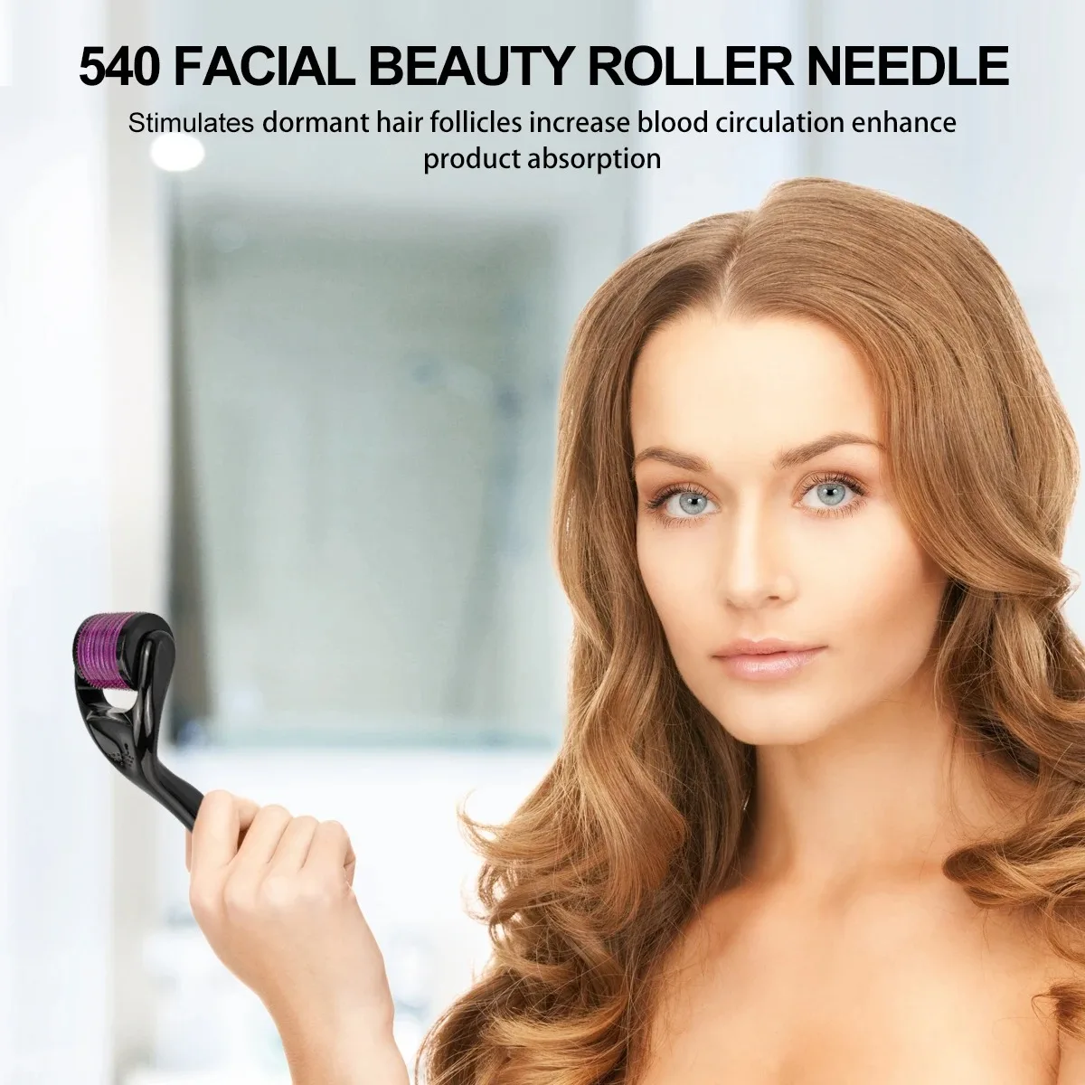 Microneedle de rolo estéril descartável para crescimento do cabelo, crescimento da barba, cuidados com a pele, beleza facial, rolo, 540