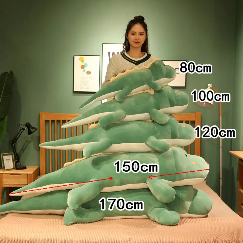 80-150cm Giant Size Dinosaur Crocodile Plush Toy Stuffed Fluffy Animal Doll Girlfriend Sleep Pillow Birthday Gift