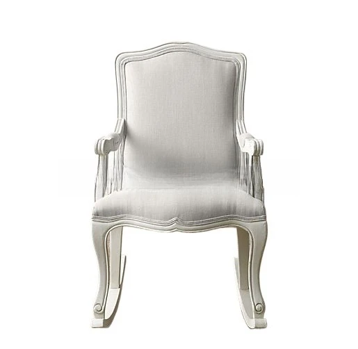 

American solid wood rocking chair, old oak living room balcony leisure chair, fabric lazy rocking chair