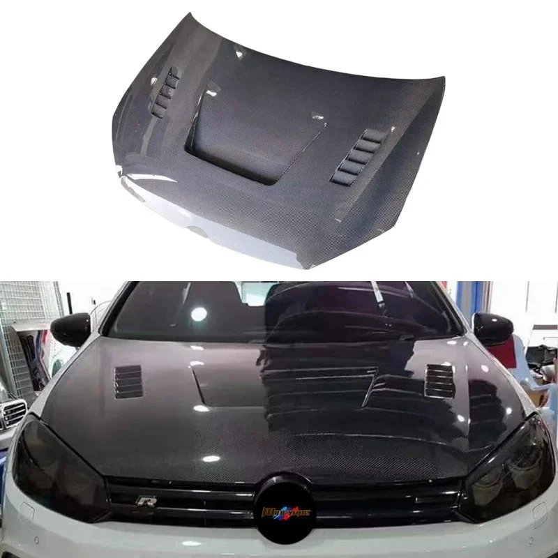High Quality C Style Vented Wet Carbon Fiber Engine Hood   6 MK6 R 2008-2013 Engine Bonnet Cover