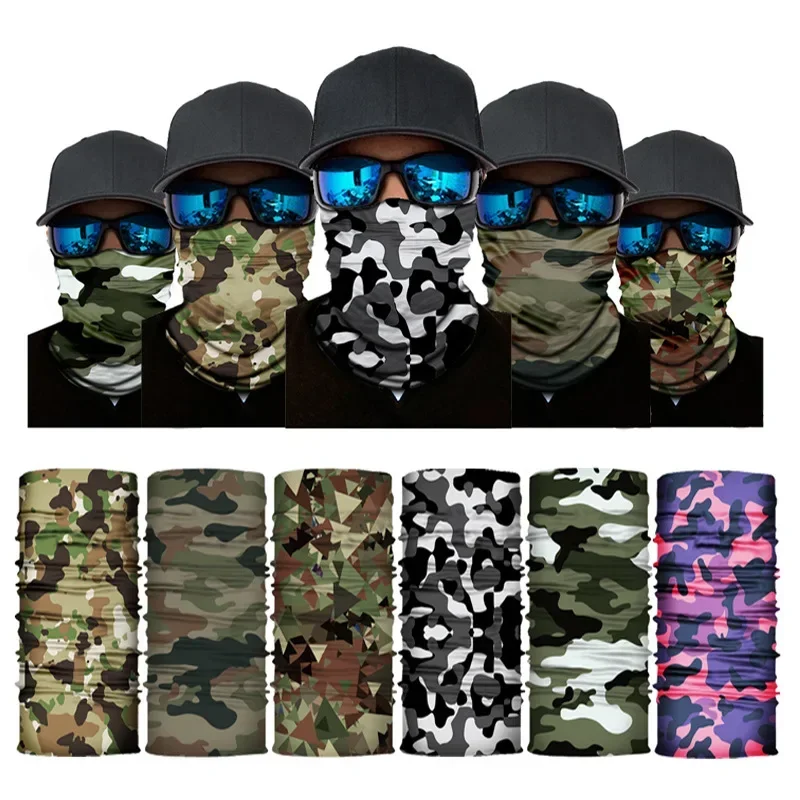 Camouflage Cycling Face Mask Tactical  Scarf Neck Gaiter Men Seamless Bandana Women Headband Balaclava Tube Face Shield