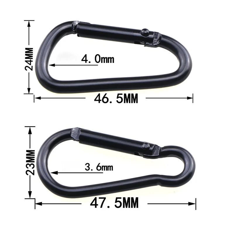 10 Pcs/Set Carabiner Clip with Key Rings D Shape Carabiner Keychain Durable Spring Snap Hook for Camping Hiking Fishing