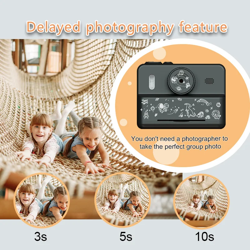 Caméra imprimable pour enfants avec 3 rouleaux de papier d'impression, écran HD 1080p, jouet parfait pour enfants pour les réunions familiales