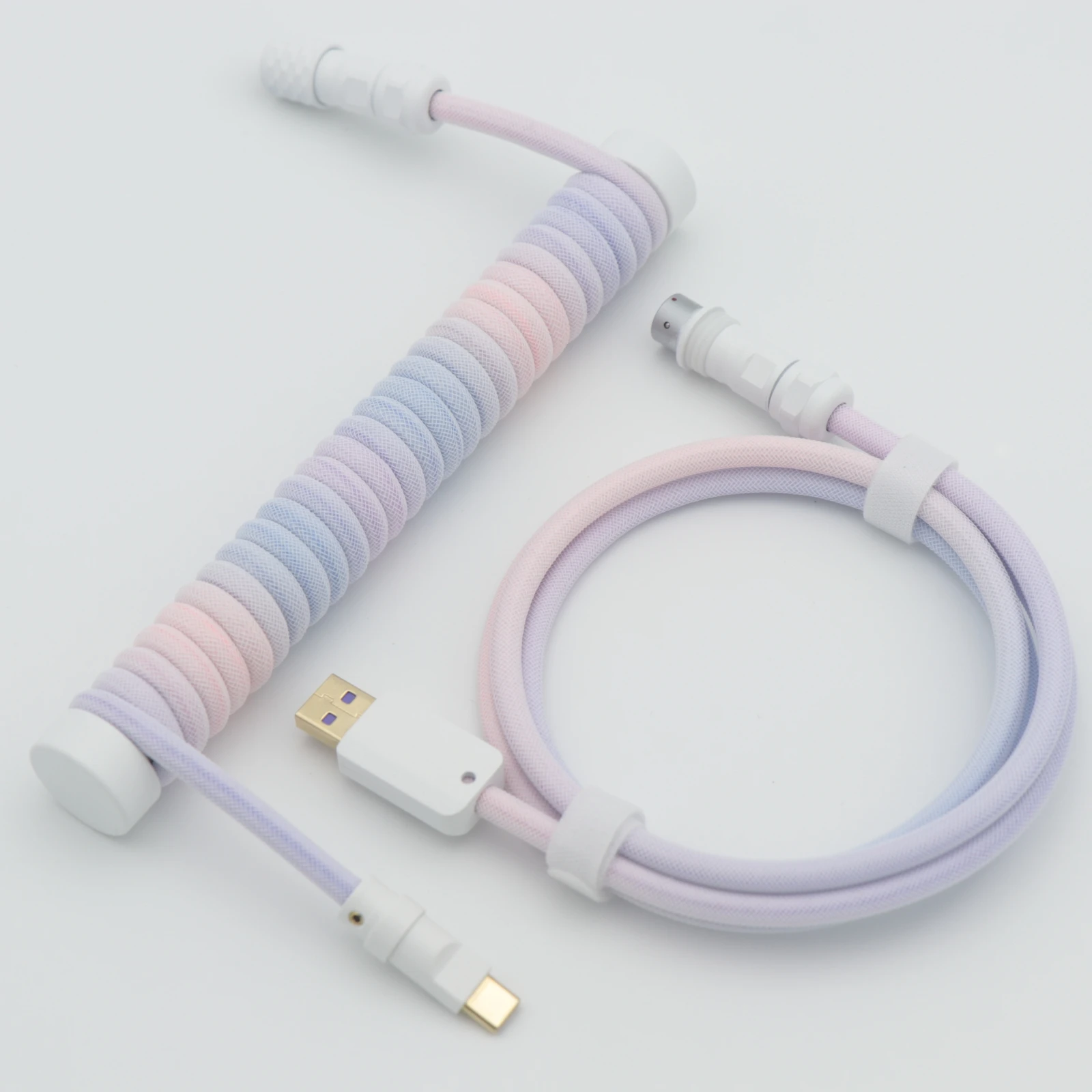 

Keyboard Coiled Aviator Cable USB-C Coiled Cable 8k USB to Type C Data Cable For Gaming Magnetic Keyboard Gradient Macaron Color