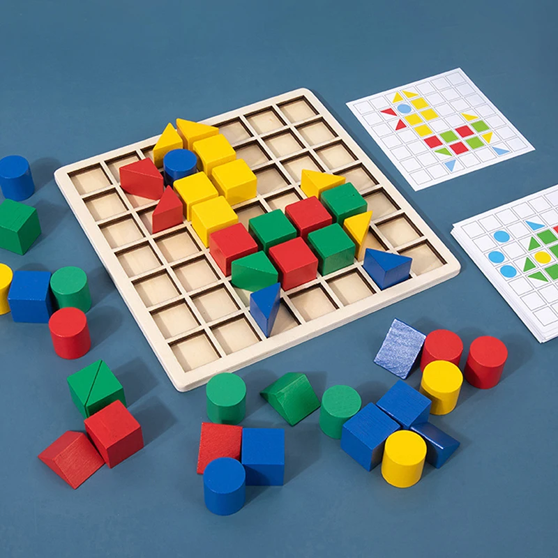 Quebra-cabeça de bloco de madeira Montessori - Jogo de correspondência de cores e formas para idades de 3 a 6 anos, brinquedo educacional não tóxico