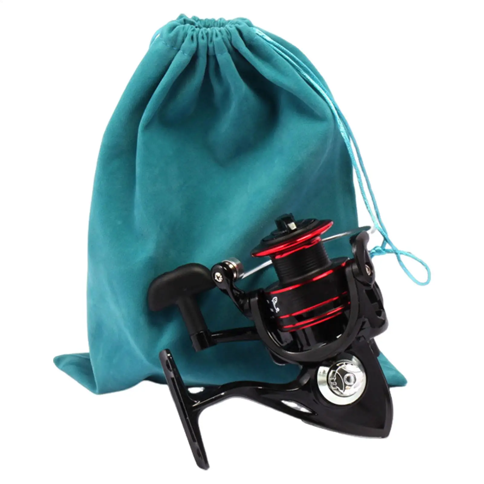 Angelrollen-Aufbewahrungstasche mit Kordelzug, tragbare Angelzubehörtasche, leichte Ausrüstungstasche für Angelrollenzubehör im Freien – Detail 1