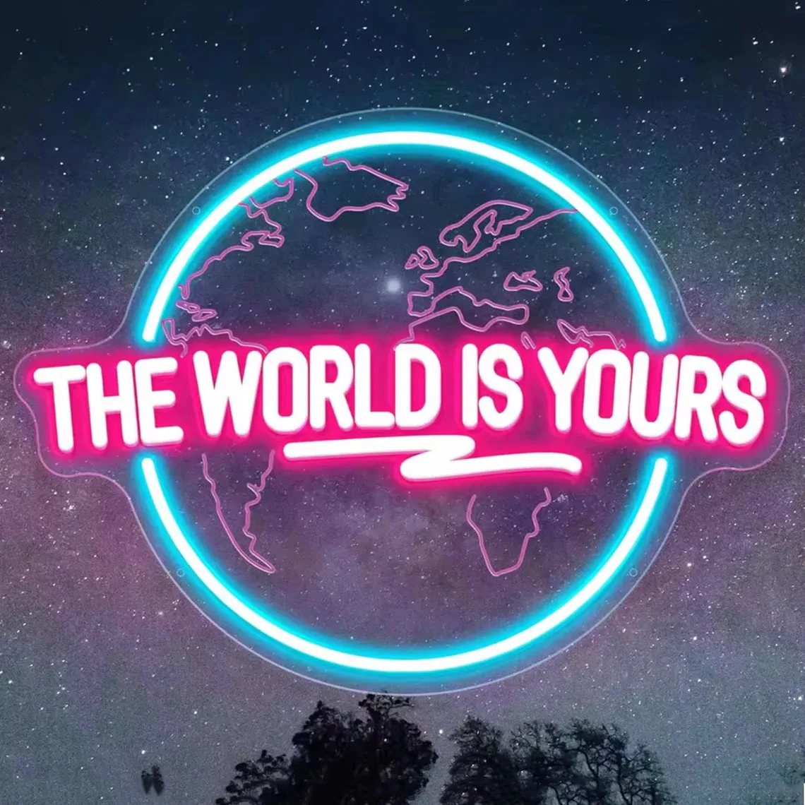 THE WORLD IS YOUS Neon Sign,Motivation & Aesthetic Decor,Game Room/Bedroom Decor,Custom Neon Sign,Bar Neon Sign,Graduation Gift
