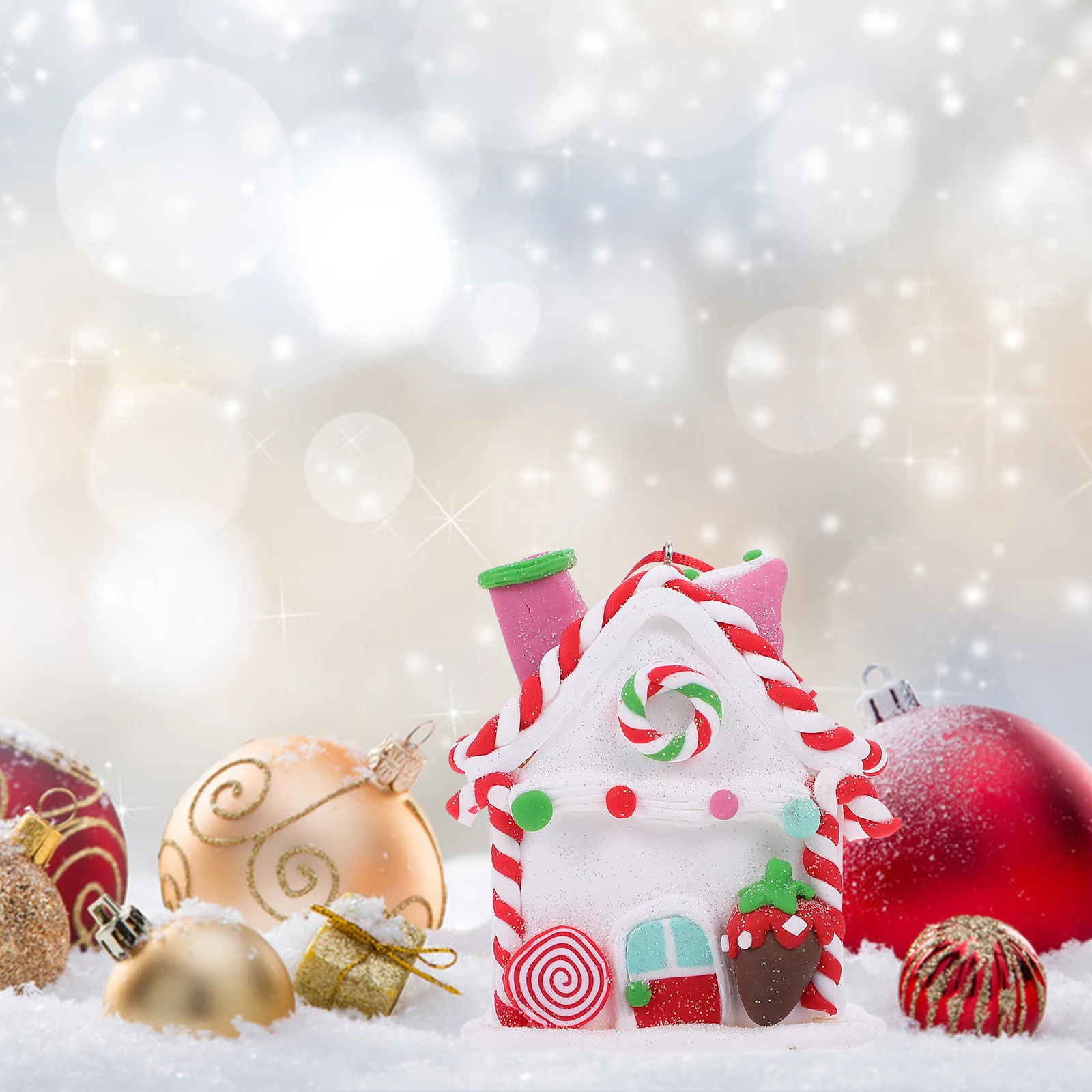 

Christmas Decorative House Shaped Pendant Hanging Ornament Festive Party Decoration Xmas Tree Adornment Wind Bell Gift Supply