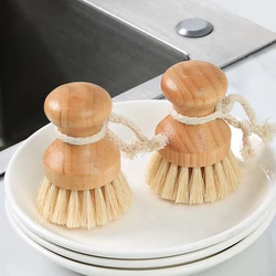 Sisal Dish Cleaning Brush Pot Vegetable Fruit Brush Confortable Rubberwooden Grip Kitchen Dish-Washing Cleaning Scrubbers