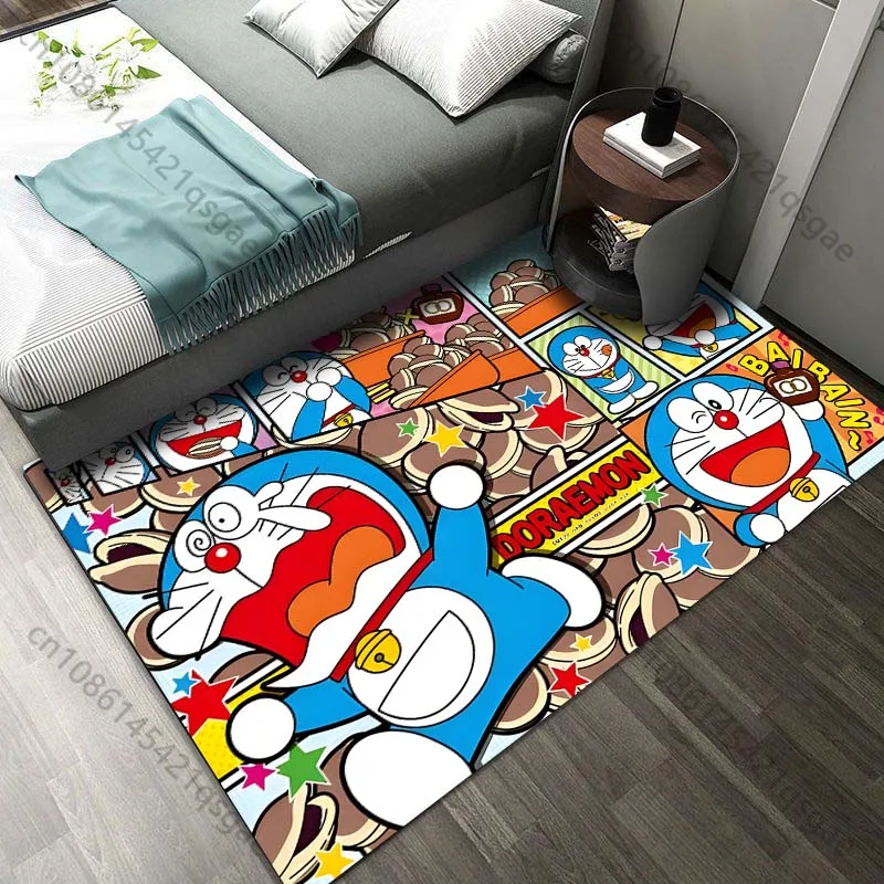 Alfombra con estampado de Doraemon y sus amigos de Japón para sala de estar, dormitorio, habitación infantil, decoración del hogar, alfombra antideslizante, regalo de lujo