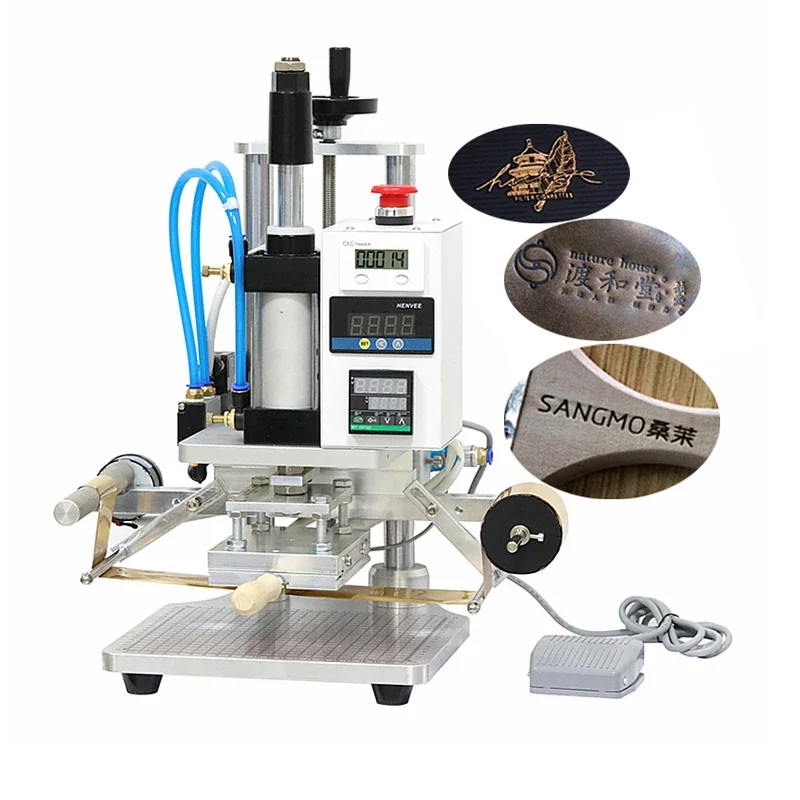 Hot Foil Stamping Machine, Pneumatic Heat Press Machine for New PVC Card, Book, Leather, Paper, Wood, Custom Logo Embossing