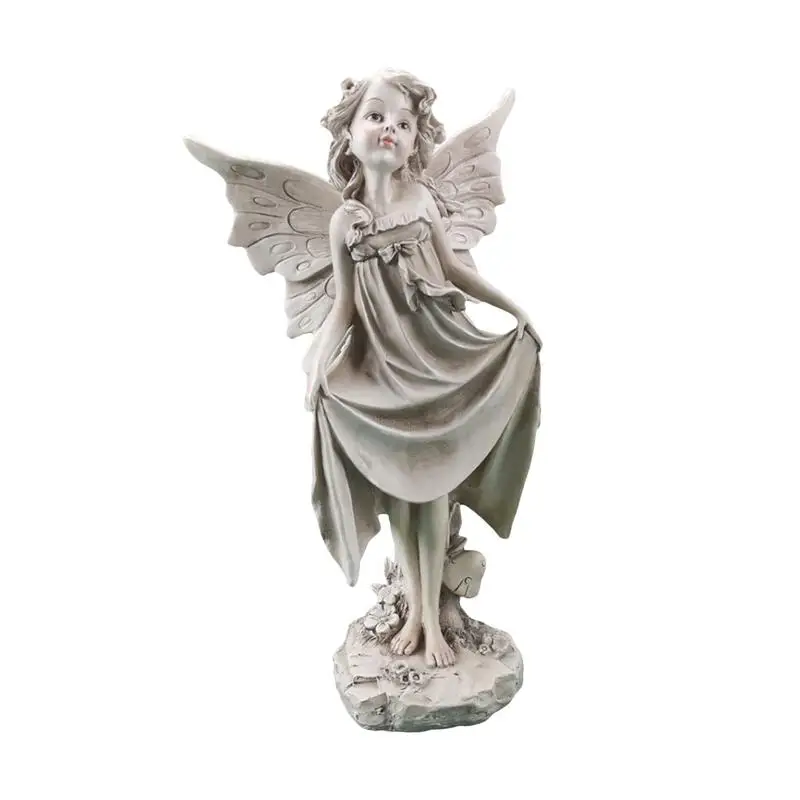 

Resin Garden Fairy Statue Craft Gnome Garden Decoration Fairy Wings Figurine Garden Ornament Accessories Elves Desk Decor Gift