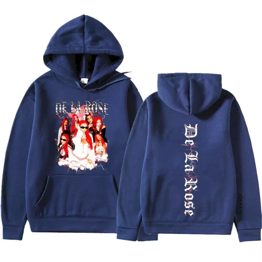 Singer De La Rose Graphics Hip Hop 2D Hoodie Mens Oversized Pullovers Spring Autumn Casual Y2K Cozy Sweatshirt Streetwear Fans