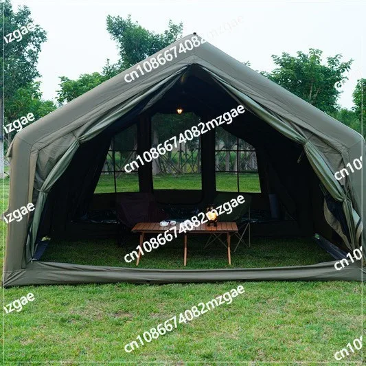 Large 9+9 Inflatable Camping Tent for 4-6 People, One Room One Living Room Design, Weatherproof for Summer Outdoor Adventures