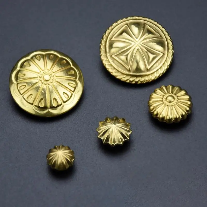 Brass Leather Decorative Studs Premium Chrysanthemum Wallet Buckle Rivets for DIY Handcrafts Shoe Bag Repair Supplies