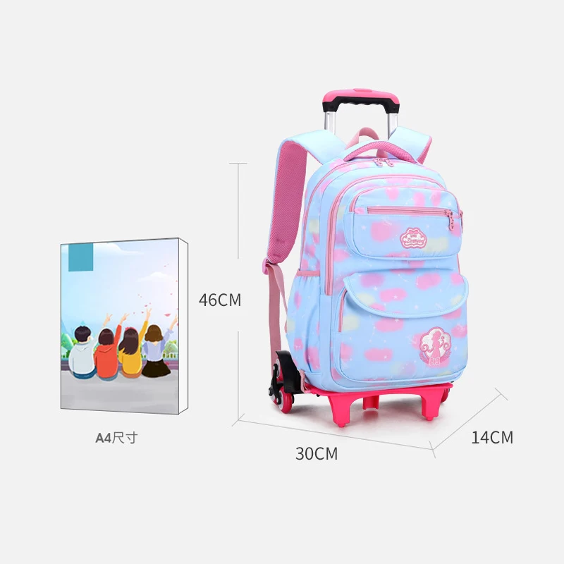 Zaino per bambini zaino per adolescenti borsa per Trolley per ragazze con ruote zaino per studenti borsa da scuola carina borsa per libri per bambini