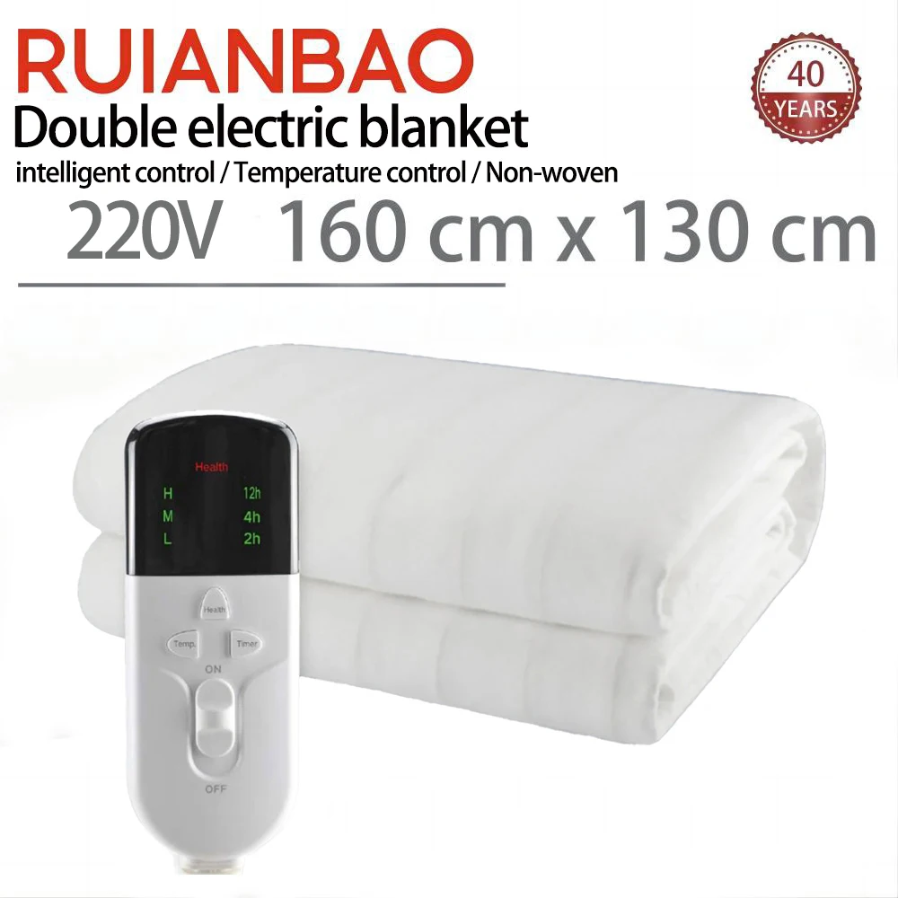 RUIANBAO Electric Blanket 220V Heated Blanket Timer Heated Pad Large Size 160*130cm Bed Warmer Soft Waterproof Thermal Mattress