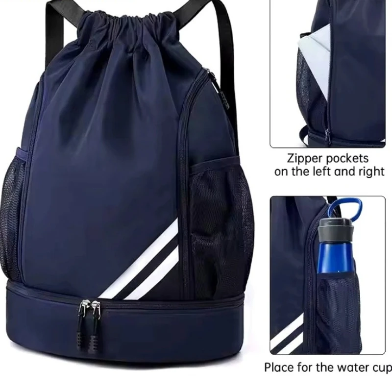 TINSOL NUOVA vendita calda Zaino con coulisse Softback Grande capacità Tasche separate ad asciugatura rapida Borsa da basket per nuoto Uomo Donna