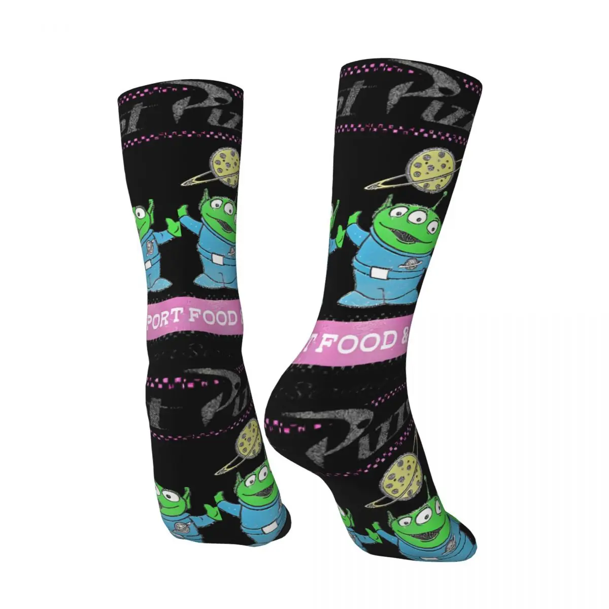 Funny Happy Men's compression Socks Pizza Planet Pastel Logo Vintage Harajuku Toy Story Street Style Novelty Pattern Crew Crazy