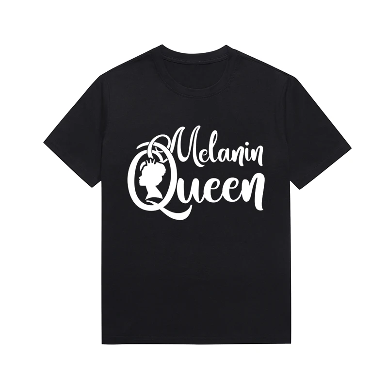 Melanin Queen Slogan T Shirt Black Girl Silhouette Graphic Tees Unisex Style Tops Custom T Shirts For Women