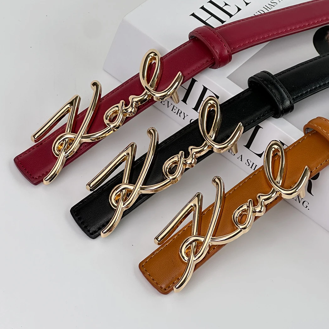 حزام نسائي من البولي يوريثان بلون سادة مع زخرفة حروف طويلة، بيان عصري للجينز والسراويل القصيرة، متعدد الاستخدامات لأي مناسبة