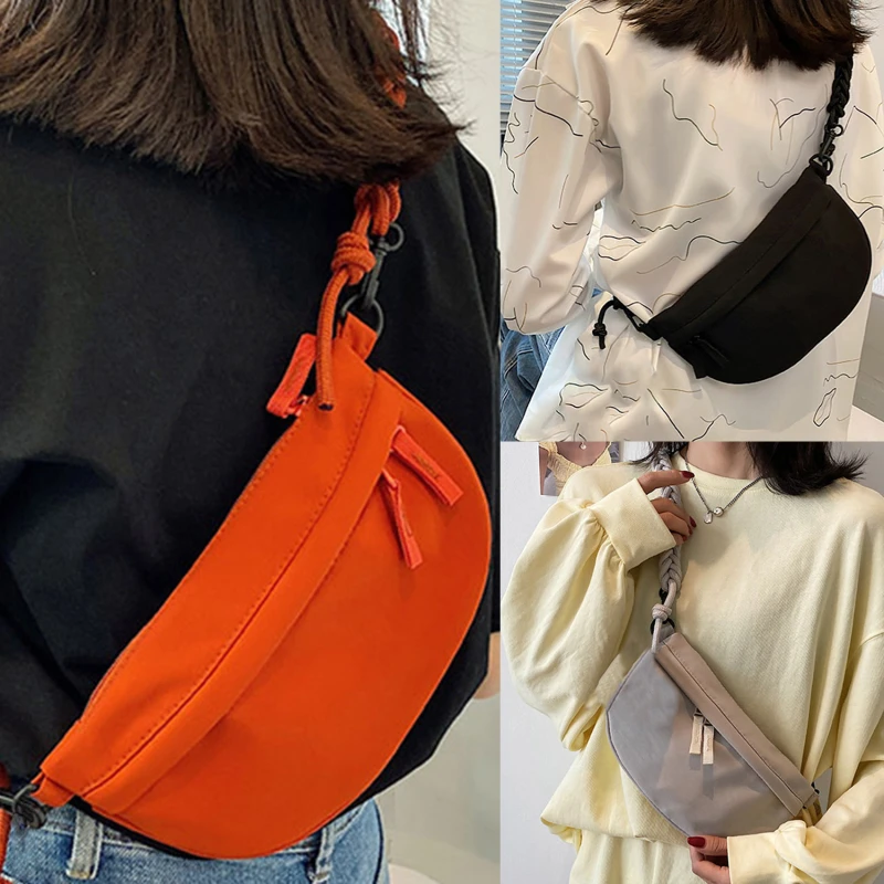 

Solid Color Chest Bag For Women Large Capacity Travel Crossbody Female Half Moon Belt Bag Ladies Daily Street Fanny Packs 2023