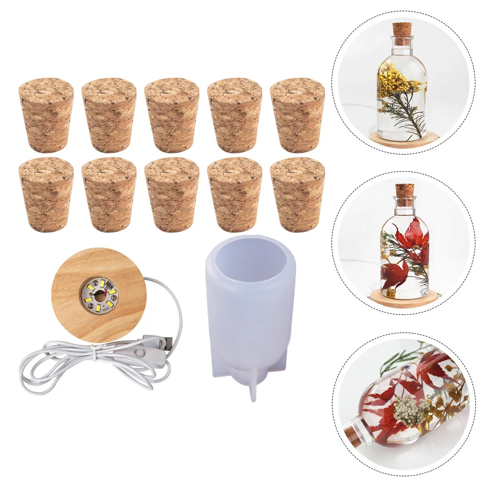 1Set Beautiful DIY Bottle Lamp Night Light Mold with Wooden Stand for Christmas Wedding Birthday Handmade LED Decoration