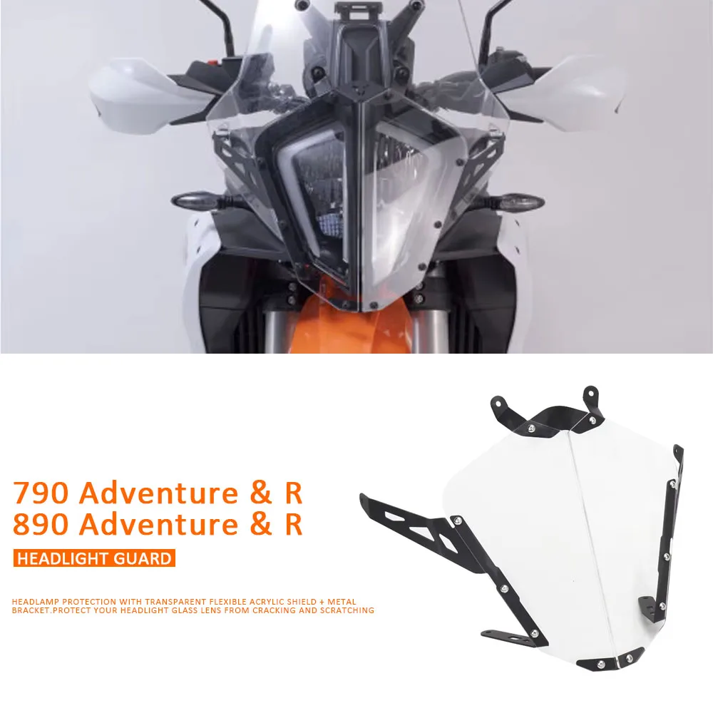 

New Headlight Protector For 790 Adventure ADV R 890 ADVENTURE R 2023 2024 Motorcycle Acrylic Light Lamp Cover Transparent
